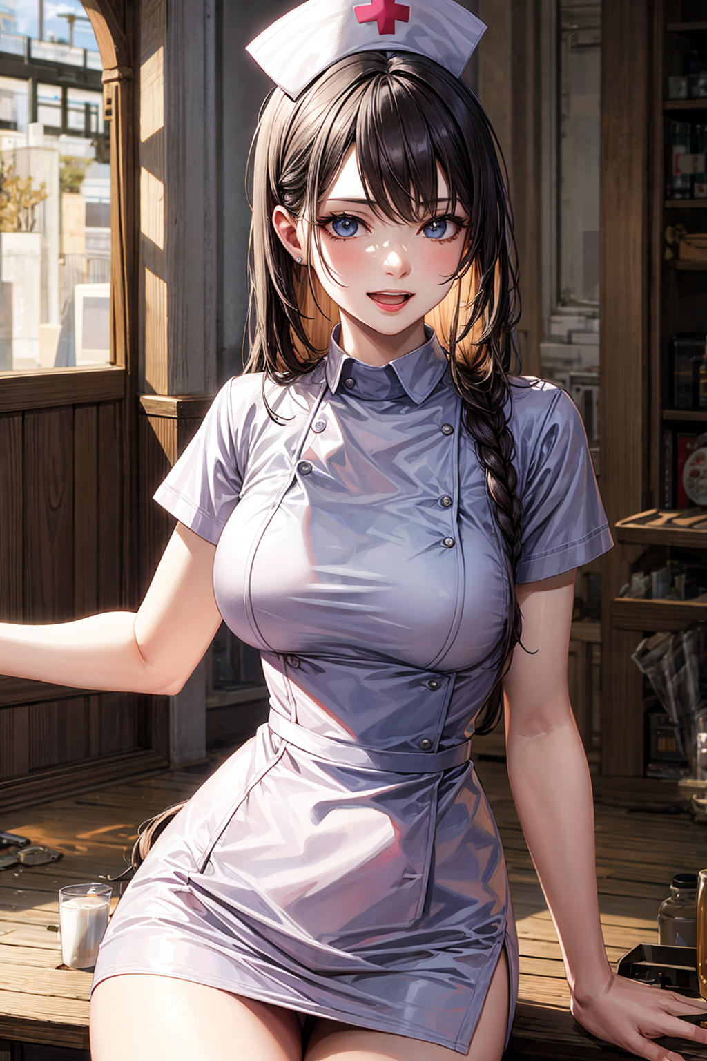 ナースさんに霧吹き