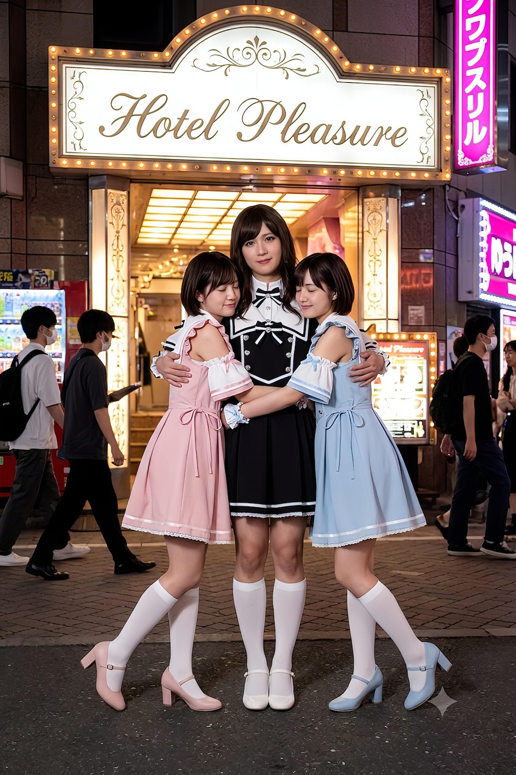 先輩おネイさんとオフ会です🥰お揃いコスで撮影会→路上で盛り上がって→ホテル街へ消えました😍
