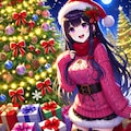 クリスマスプレゼントと、黒髪ロング女性♥(3枚) 3枚目