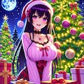 クリスマスプレゼントと、黒髪ロング女性♥(3枚) 2枚目