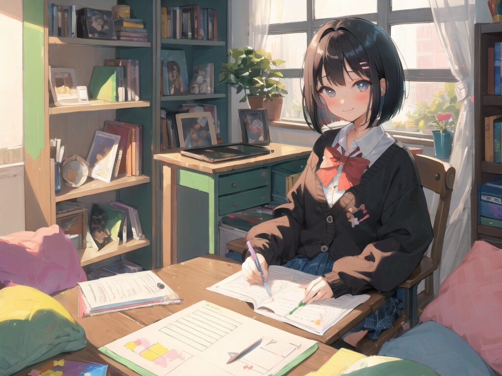 学校終わりに家でお勉強