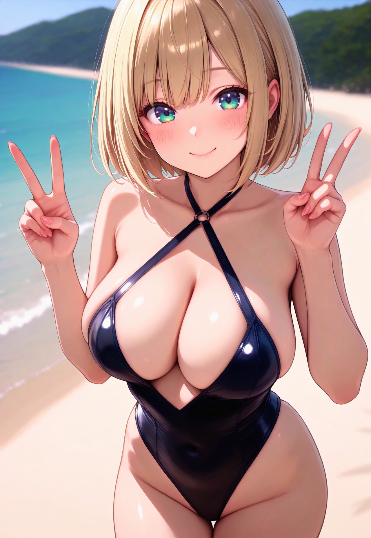 402（黒いワンピース水着）
