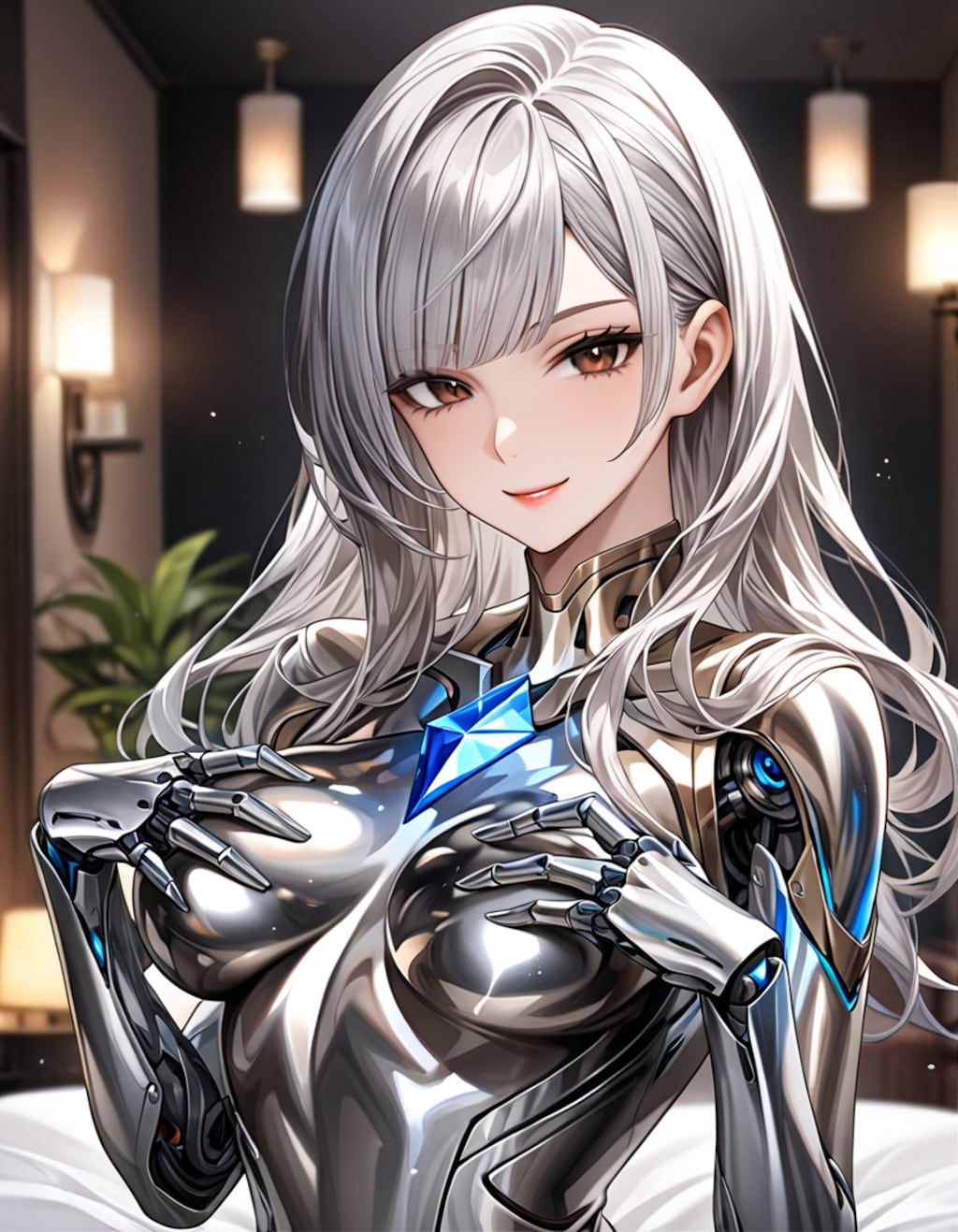 胸を揉むメカ子