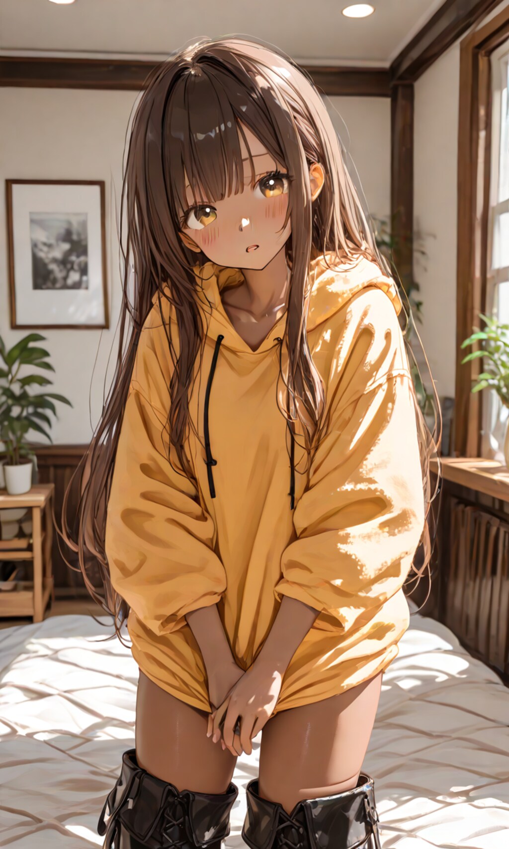 黄色いパーカーの子