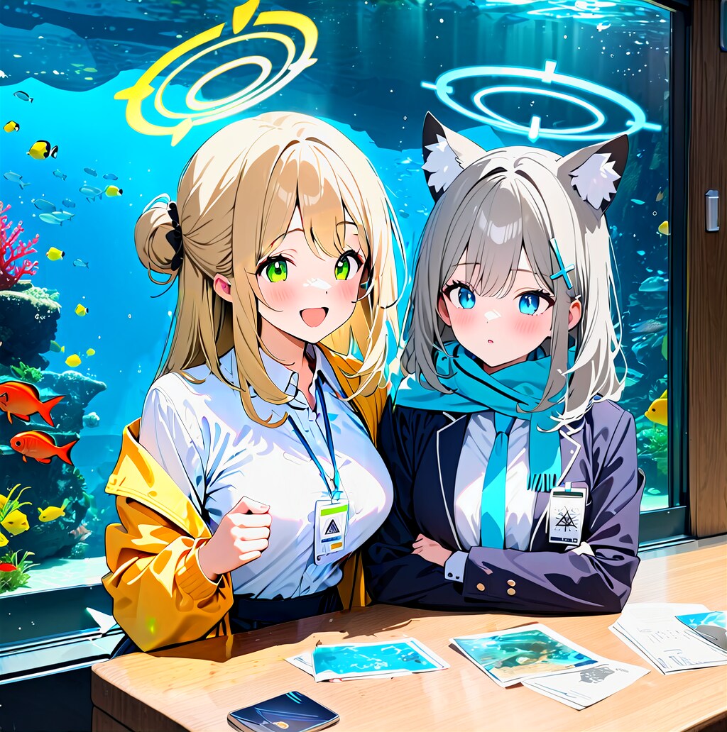 水族館にきた、シロコとノノミ