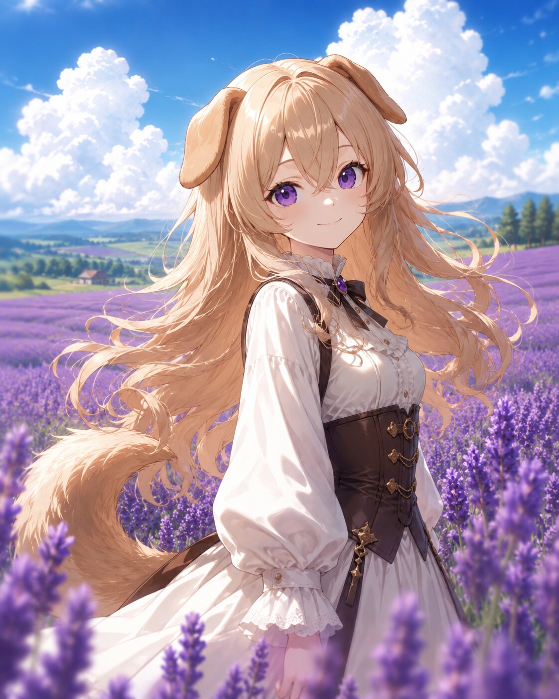 ラベンダー畑とミルフィちゃん(∩´∀`∩)💕 | の人気AIイラスト・グラビア