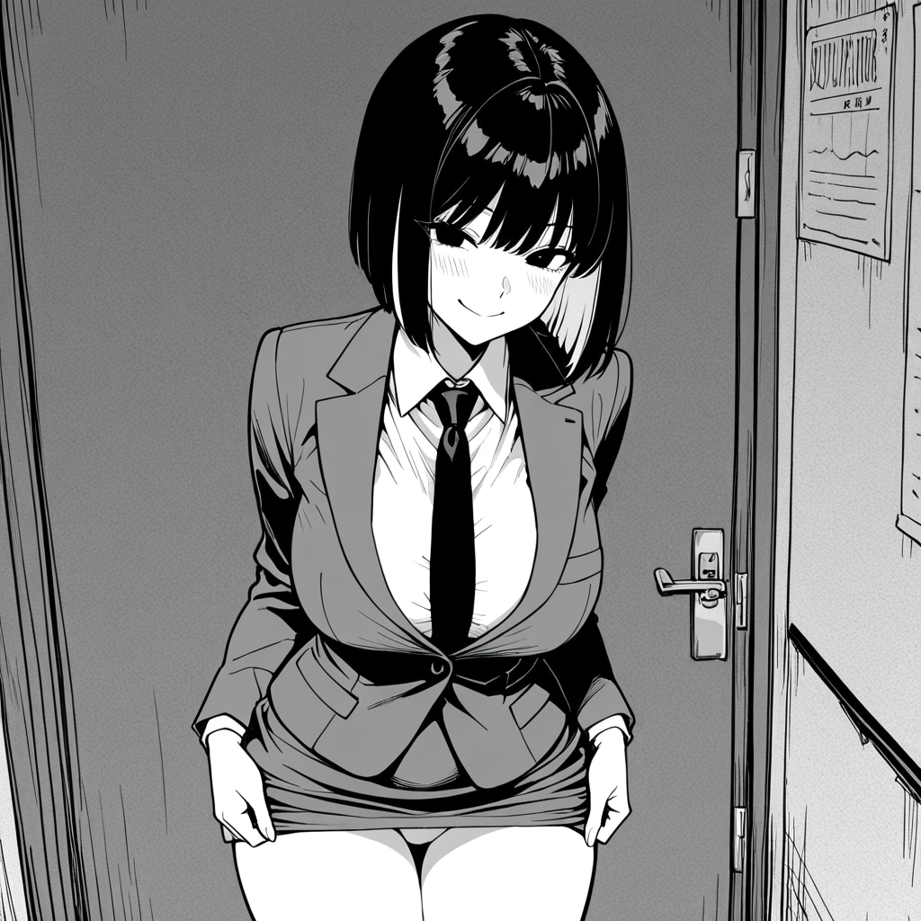 鋭意執筆中のエロ漫画、三十路処女！　純子先生より、先生のパンチラです！