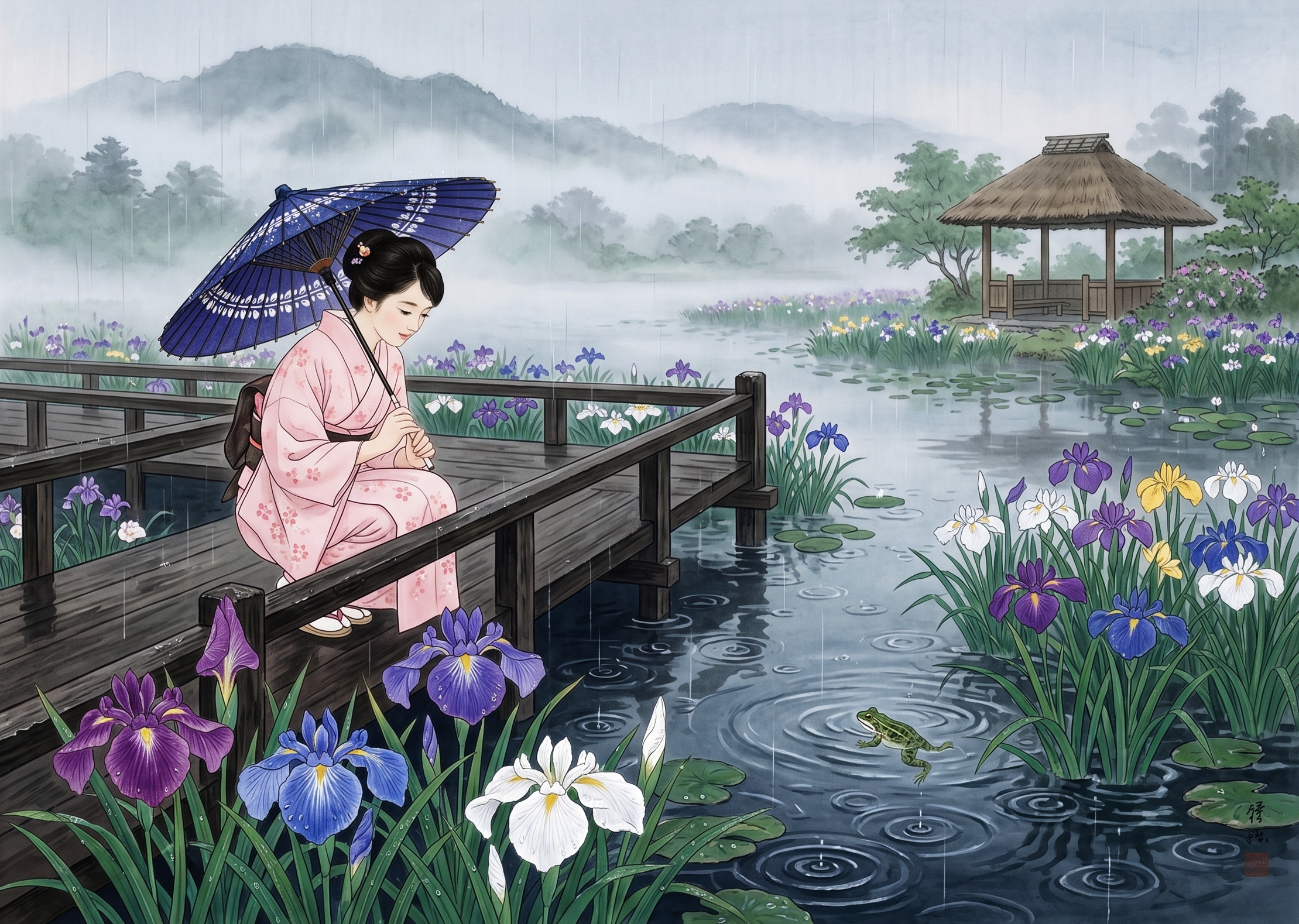 蛙と花菖蒲と・ | の人気AIイラスト・グラビア