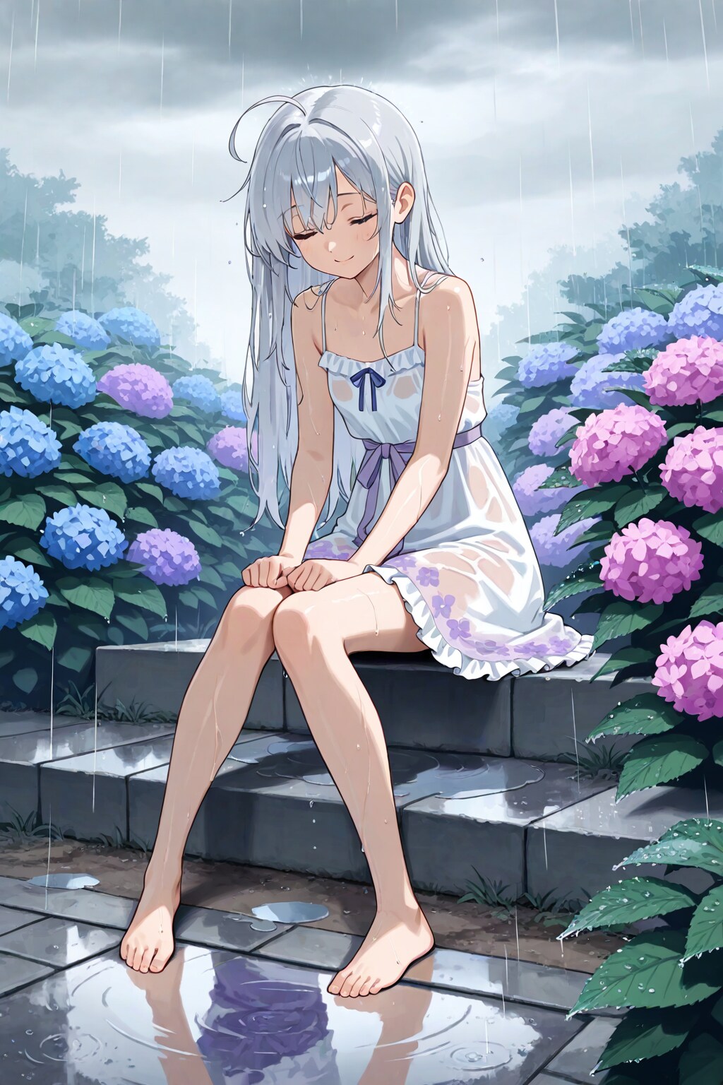 紫陽花の雨に、目を閉じて