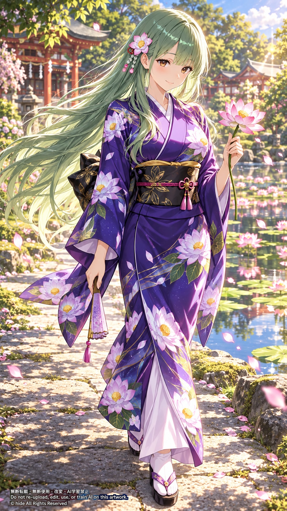 🟢 ククリヒメさん、花の小道を歩いて | の人気AIイラスト・グラビア