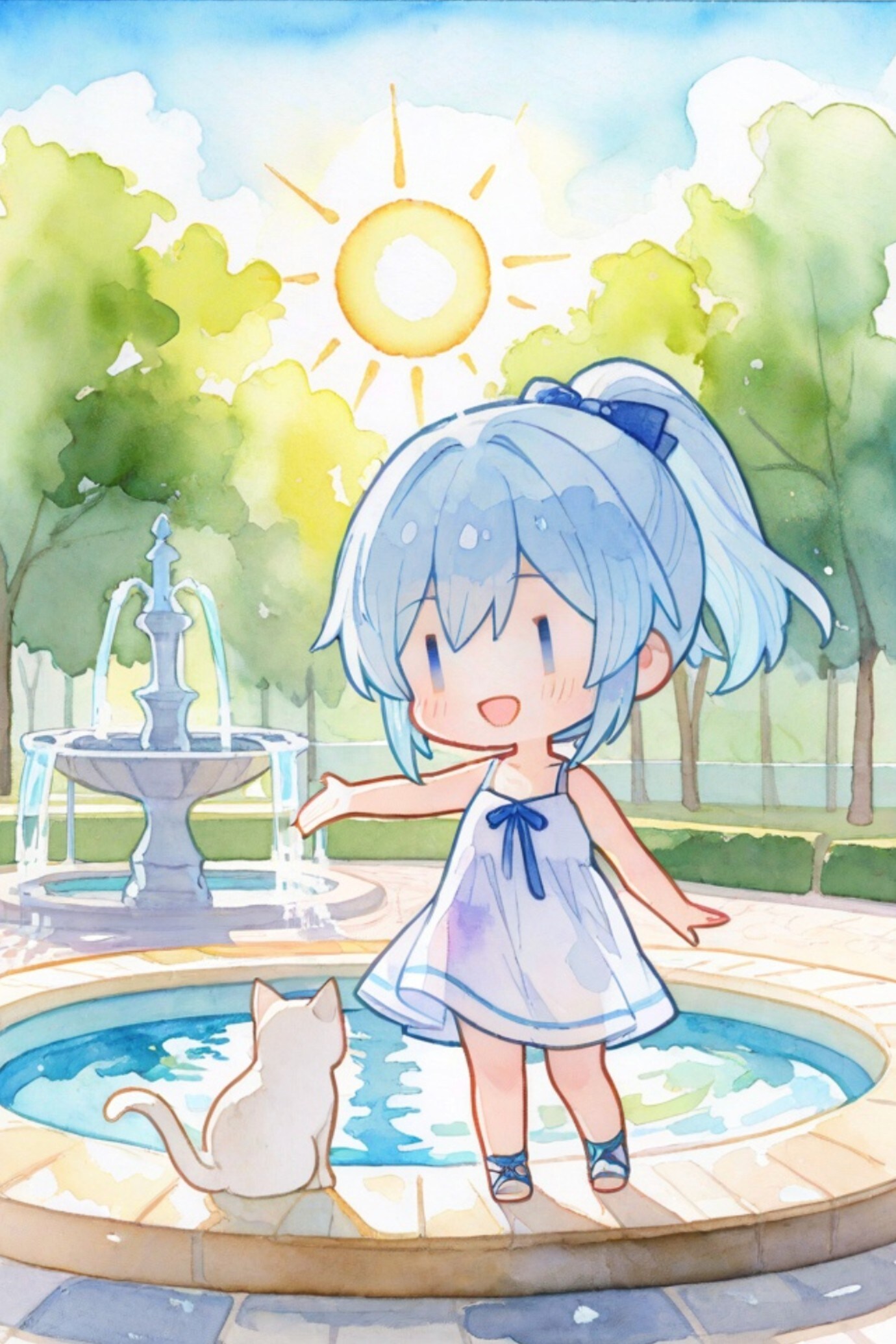 猫と青髪ちゃん
