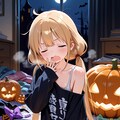 ハロウィンの仮装をしろと言われたのでいちお適当に仮装したが面倒くさくなったので家で寝ることにした杏 4枚目
