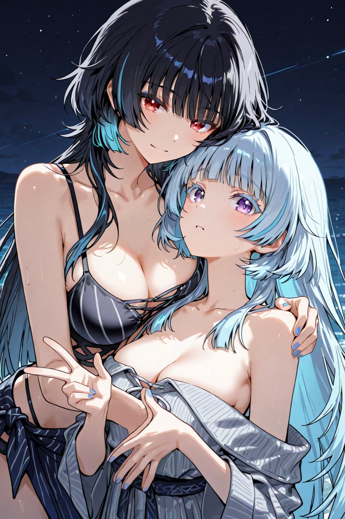 混ざっちゃった2人が手を合わせて