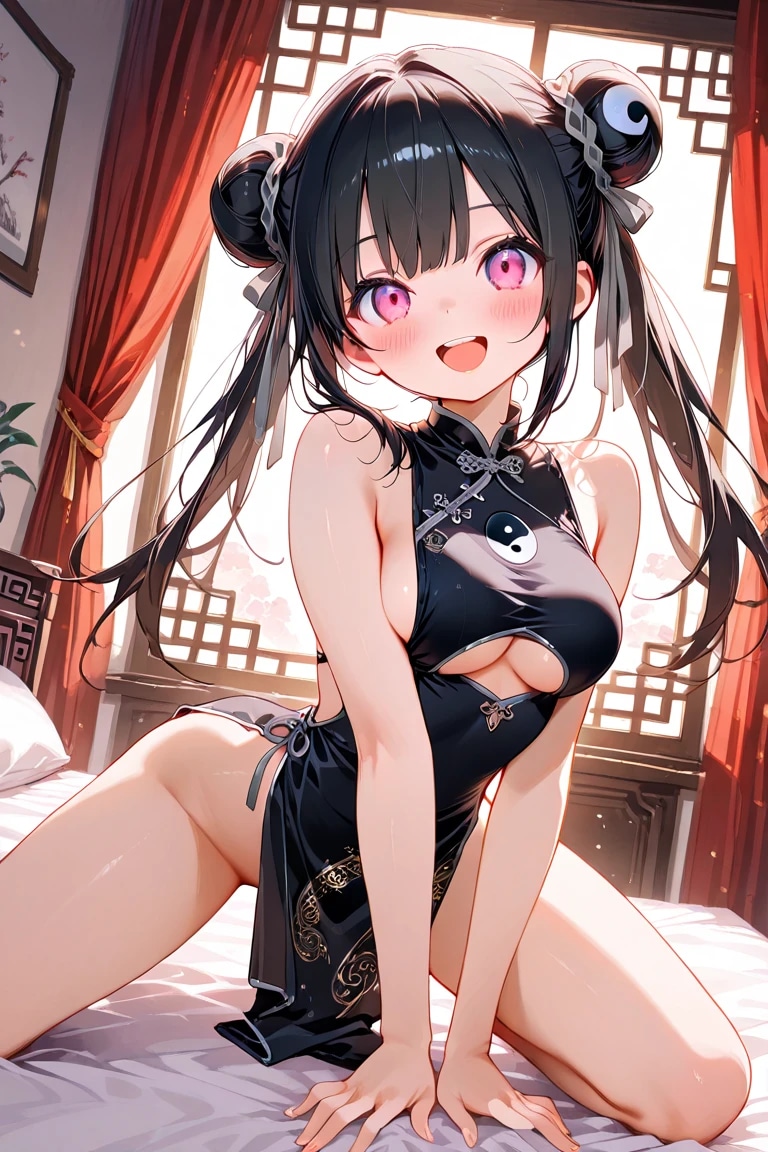 チャイナドレスの黒髪ツインテ娘