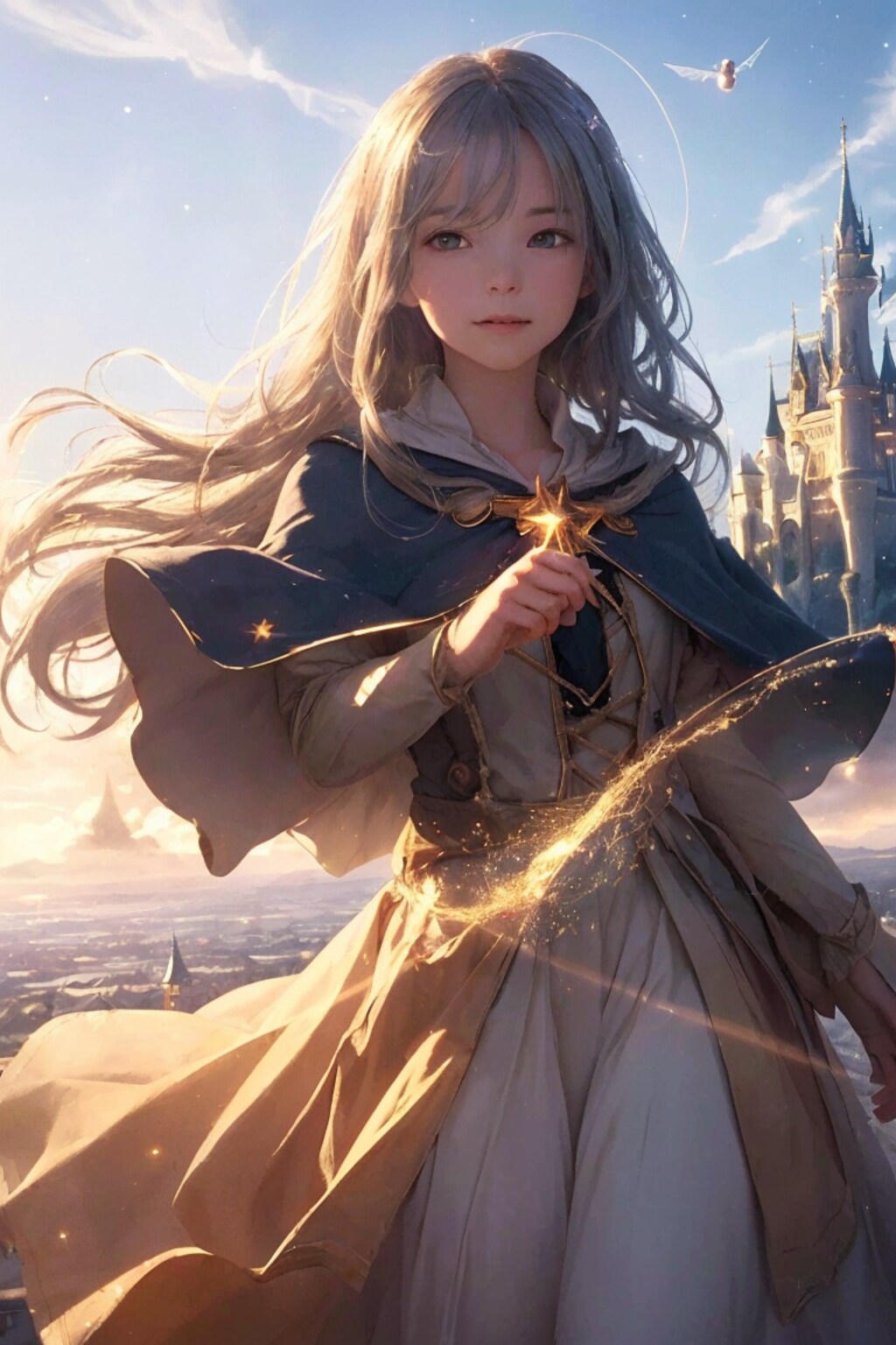 空中に浮かぶ城と天空の魔法使い