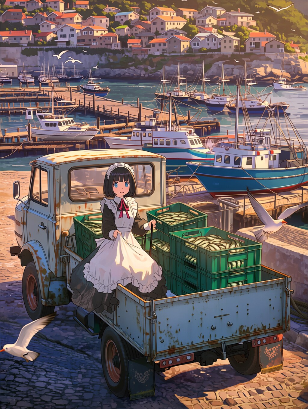 私は荷台に乗っていきますね