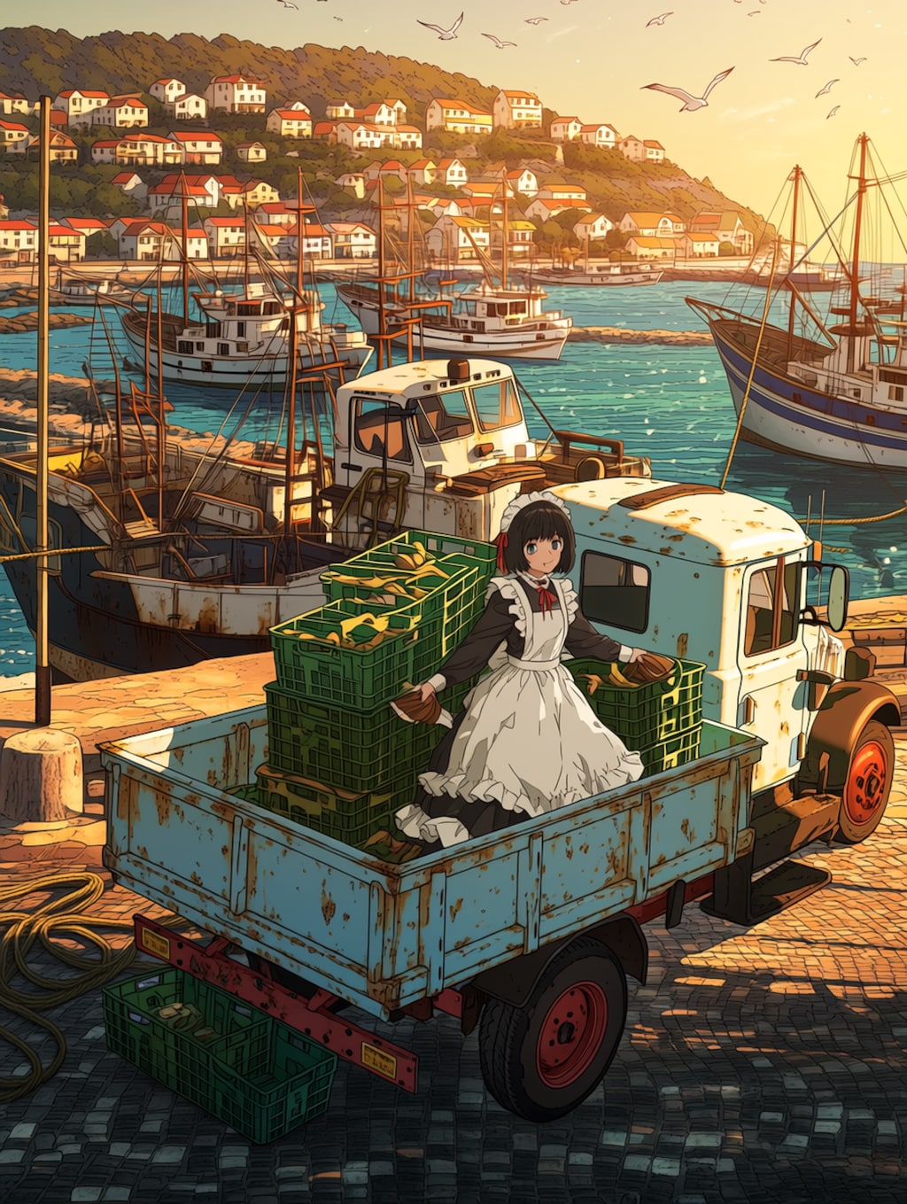 私は荷台に乗っていきますね