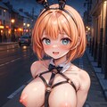 二次おっぱいポロリ306《オレンジ髪逆バニーボンテージ》 2枚目