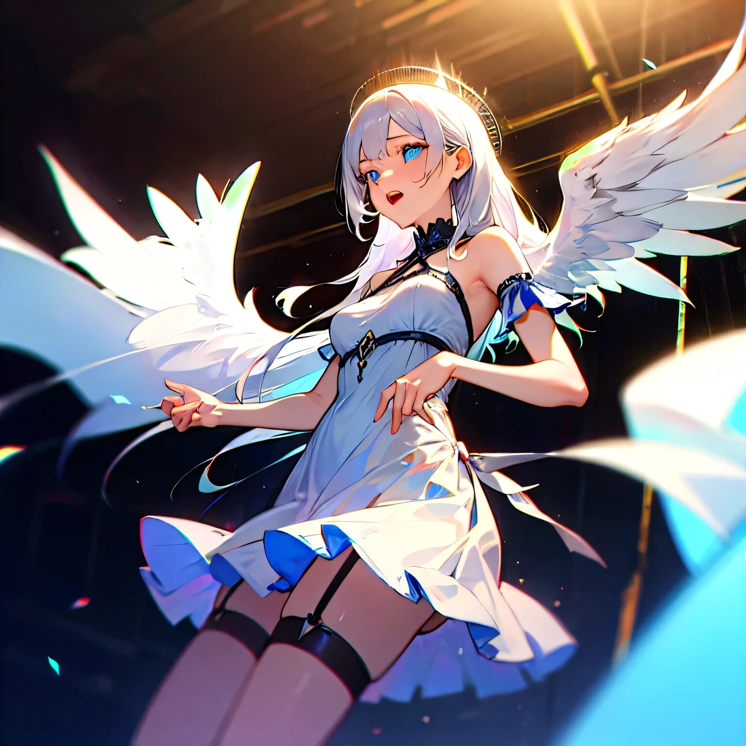 銀髪ロングのガーター天使 | の人気AIイラスト・グラビア