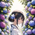 紫陽花と浴衣少女 3枚目