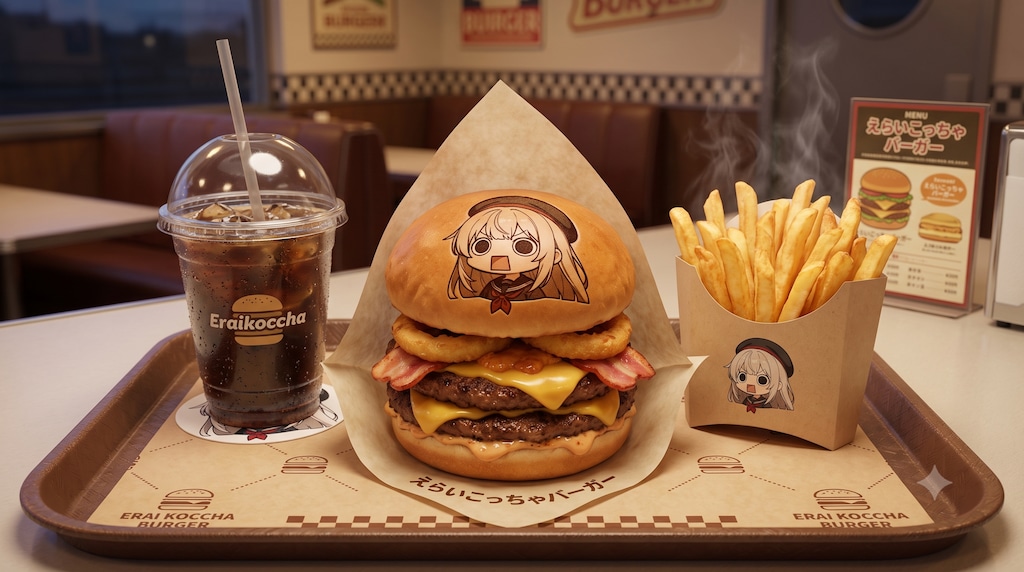 摩訶不思議食堂のえらいこっちゃバーガーセット