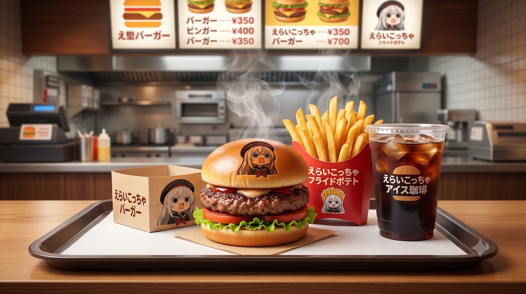摩訶不思議食堂のえらいこっちゃバーガーセット