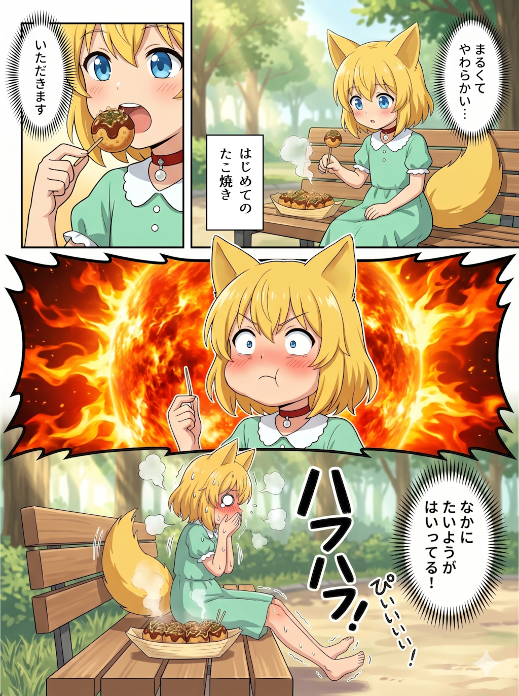 たこ焼きが隠し持っている鋭い牙をまだ知らないキツネ