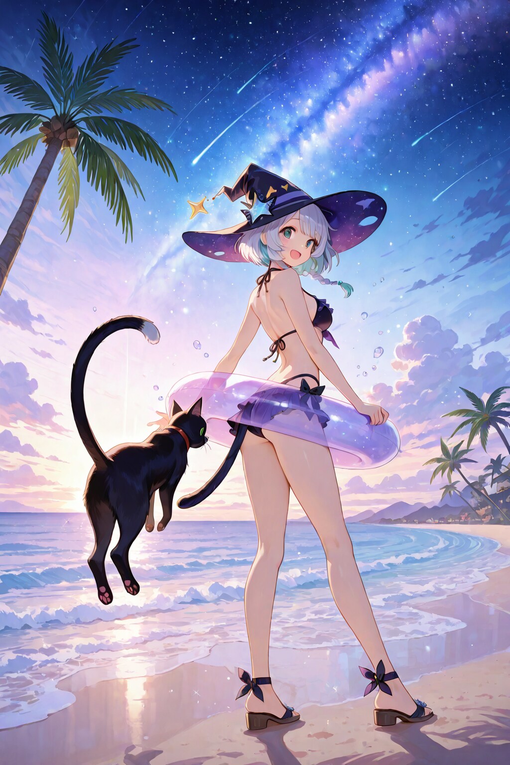 砂浜の魔女と黒猫
