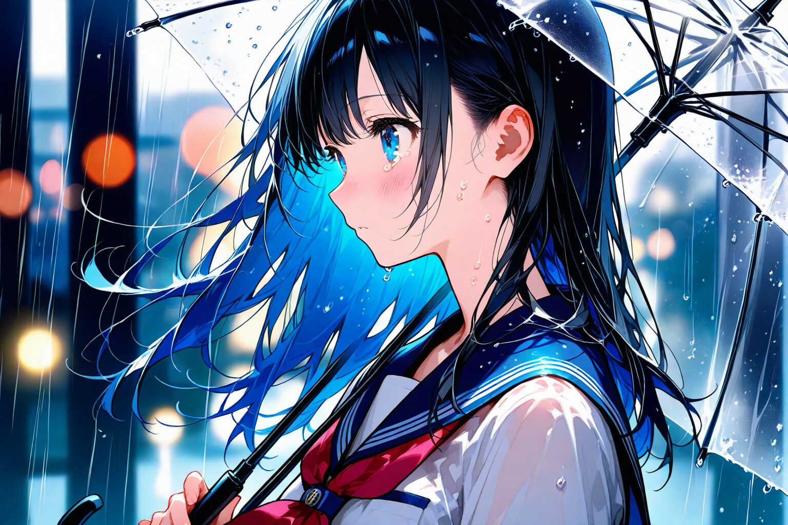 雨が消し去る切ない気持ち | の人気AIイラスト・グラビア