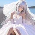 silk satin organza wedding dress（肌を意図的に白くしないとこの画の様に黒めの肌に見えてしまう） 2枚目