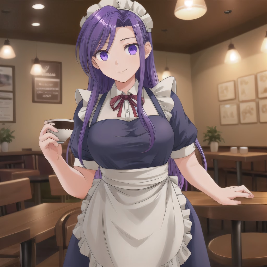 紫髪ロングでカフェの少女１２