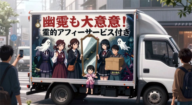 幽霊も大満足！ーズ風の広告！
