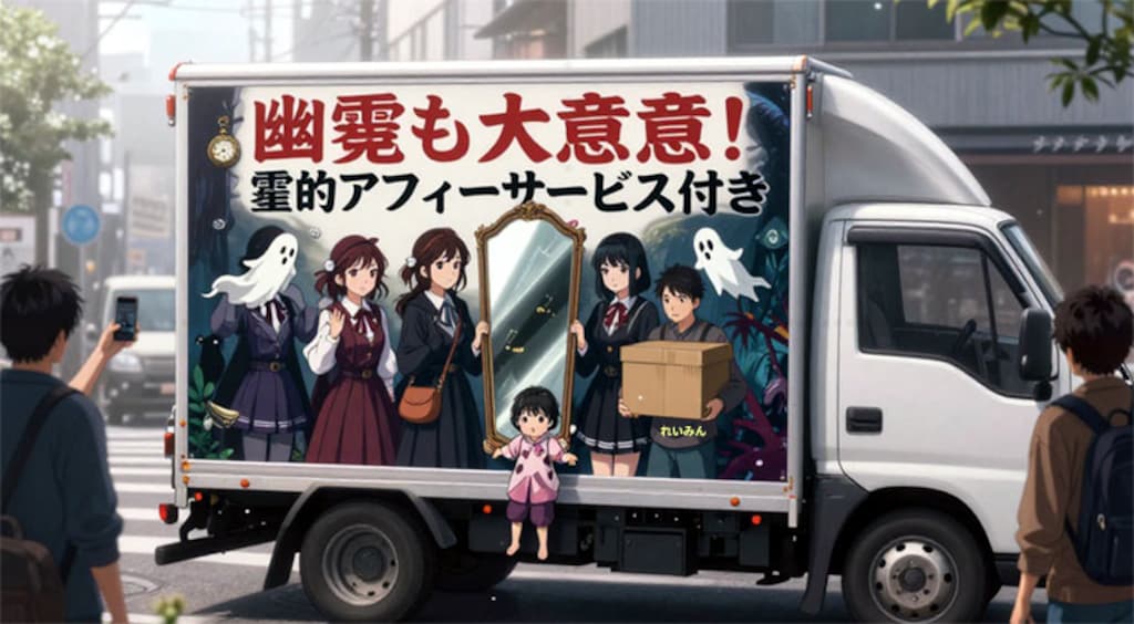 幽霊も大満足！ーズ風の広告！