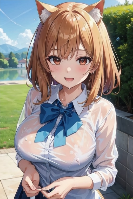 あははっ…びしょ濡れにゃ💕