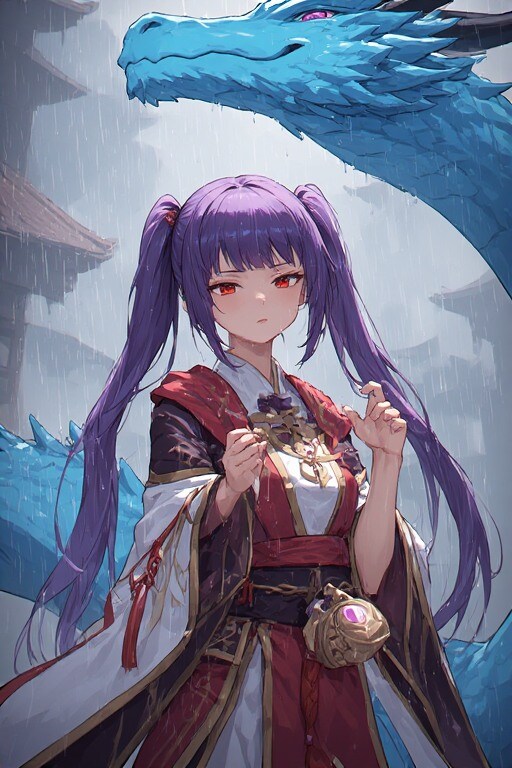 雨を操るツインテとドラゴン