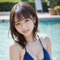 ビキニでプール 4枚目