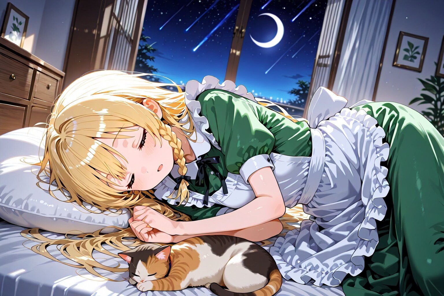月夜に眠る美少女を狙う