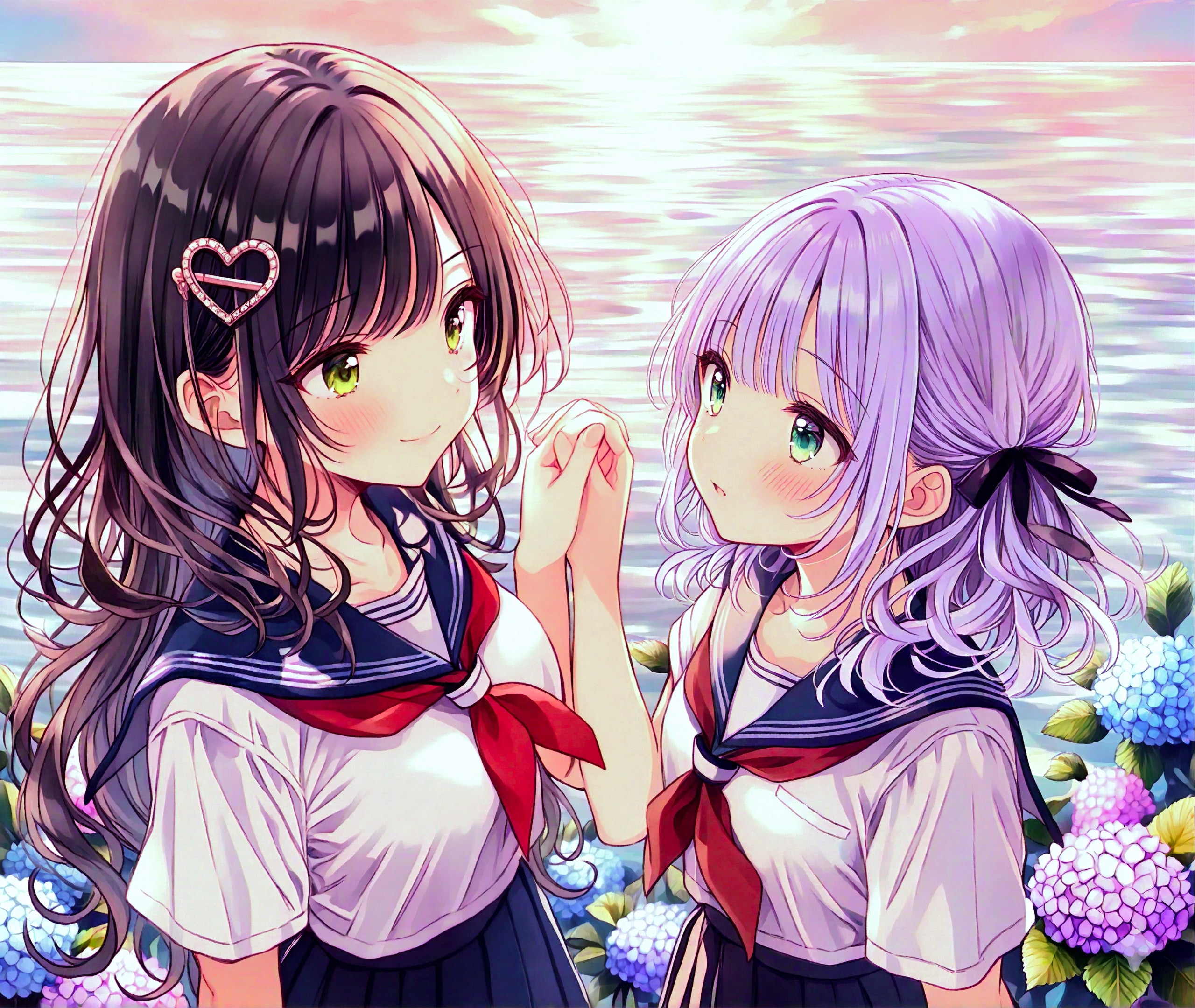 紫陽花と二人