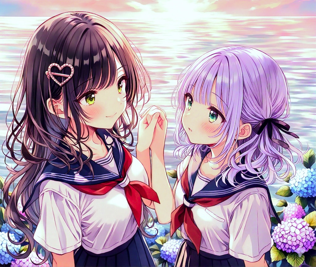 紫陽花と二人