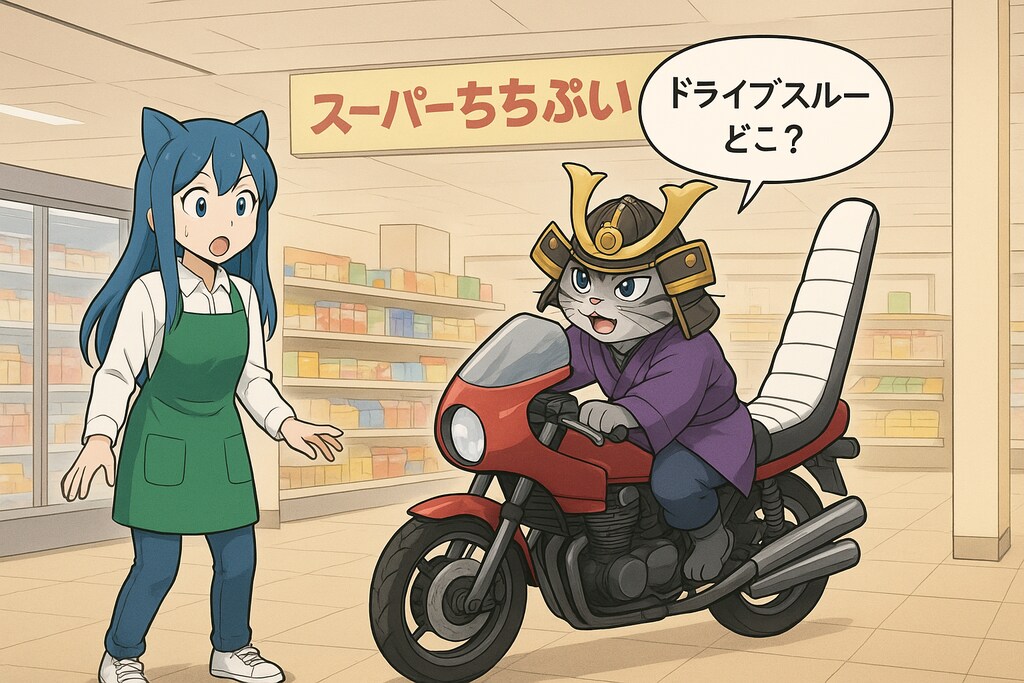 バイクで入店