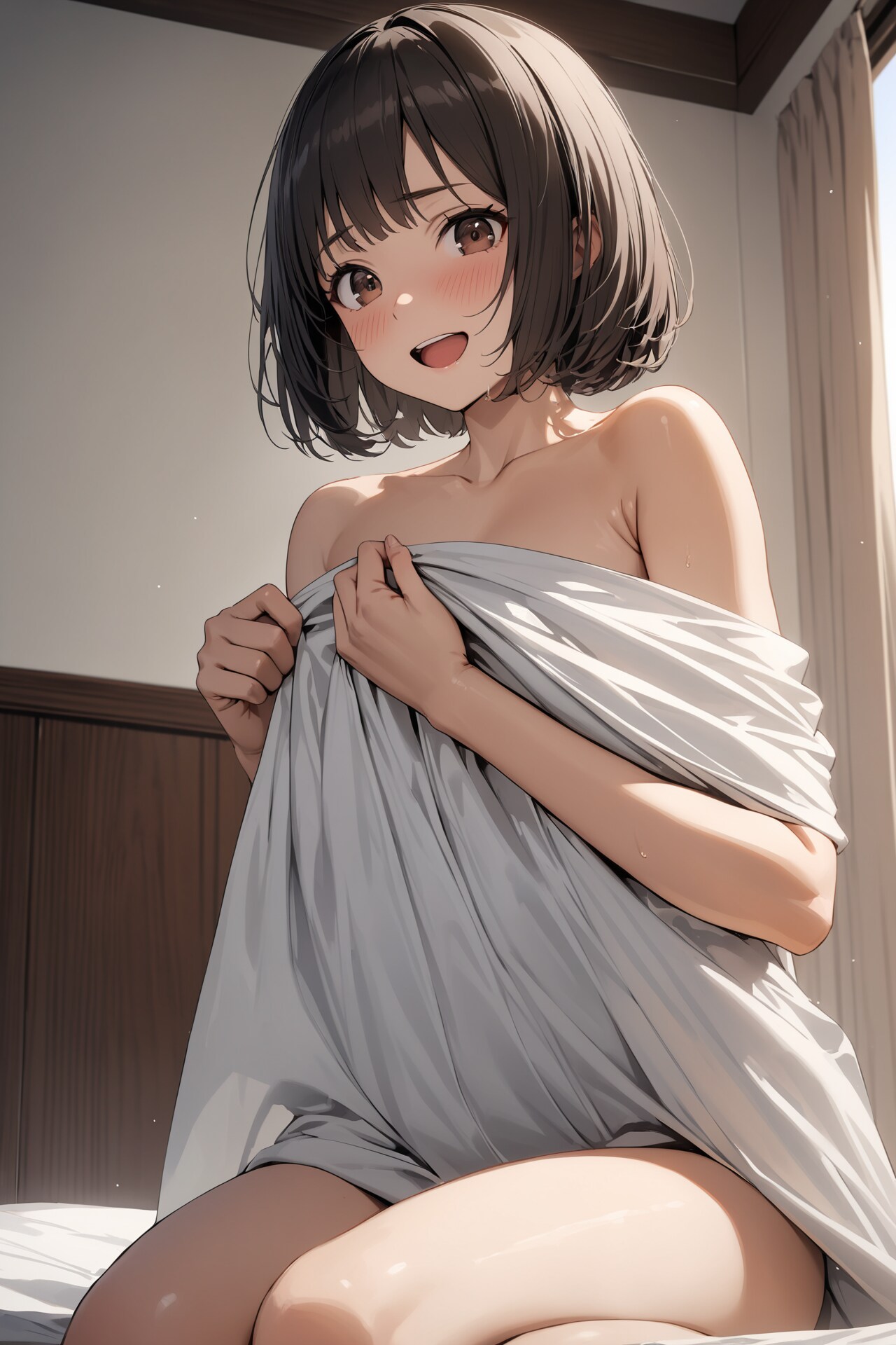 寝巻き代わりのシーツ