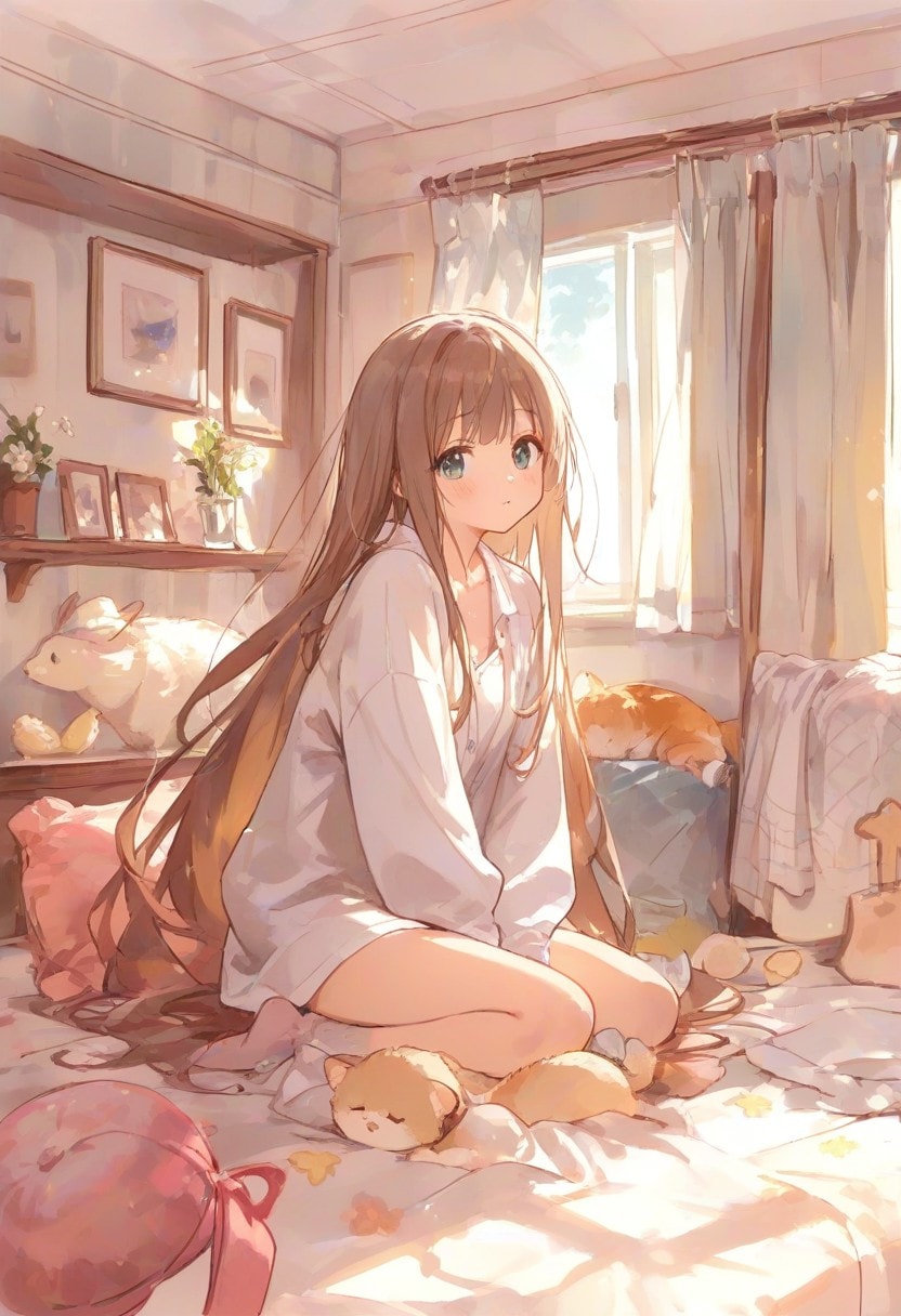 少女の部屋(水彩タッチ)(118) | の人気AIイラスト・グラビア