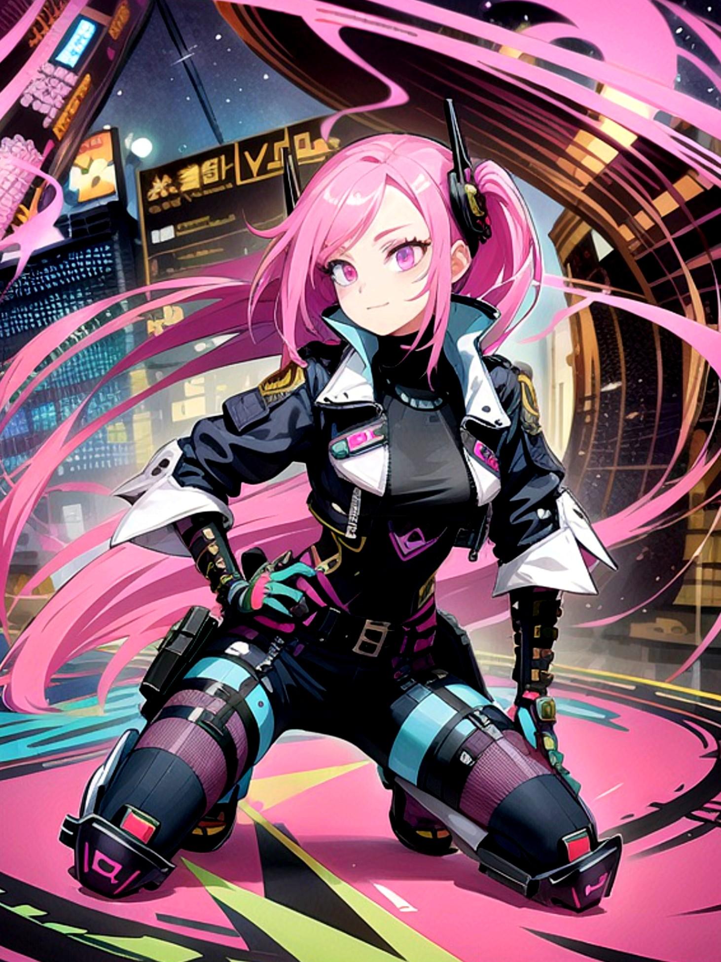 サイバーパンクなピンク髪ちゃん | の人気AIイラスト・グラビア