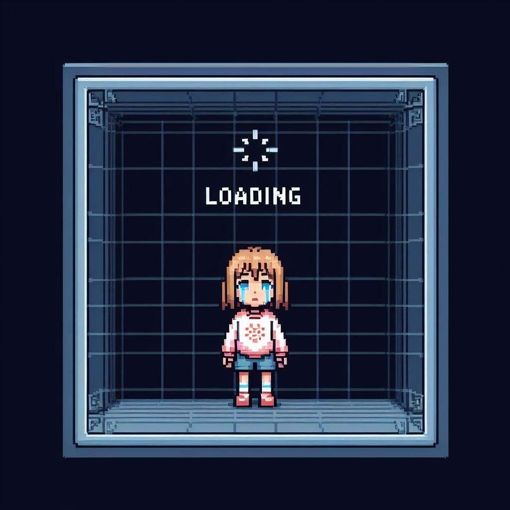 【謎画像】ロードが遅すぎて泣いてるゲームの主人公ちゃん