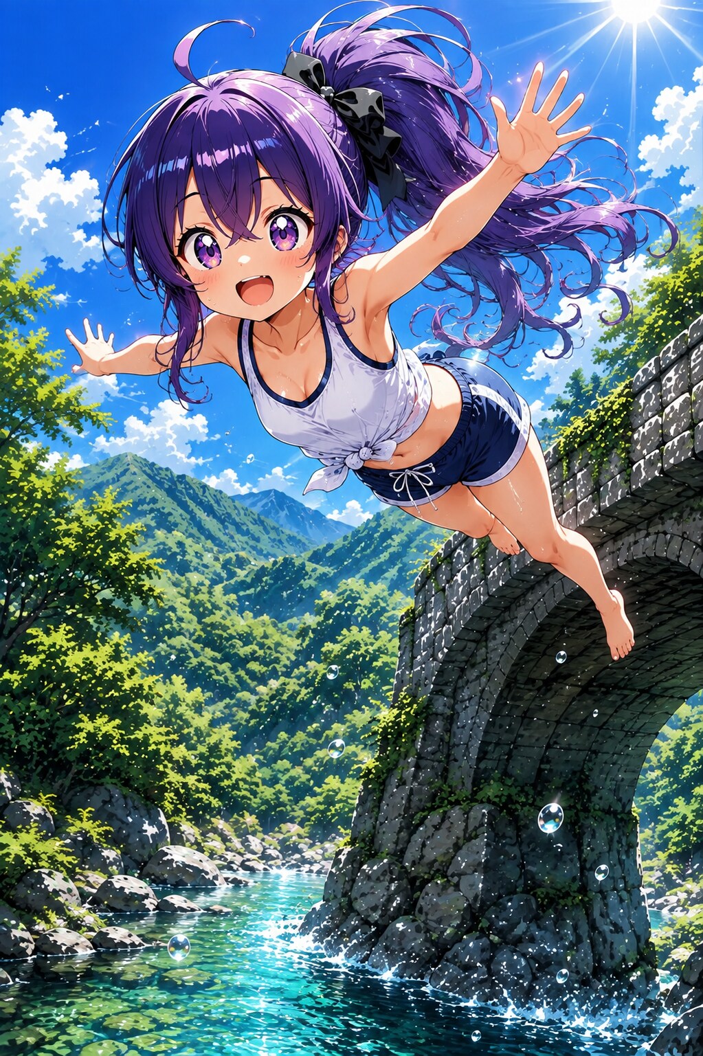 川遊びするクノイチ