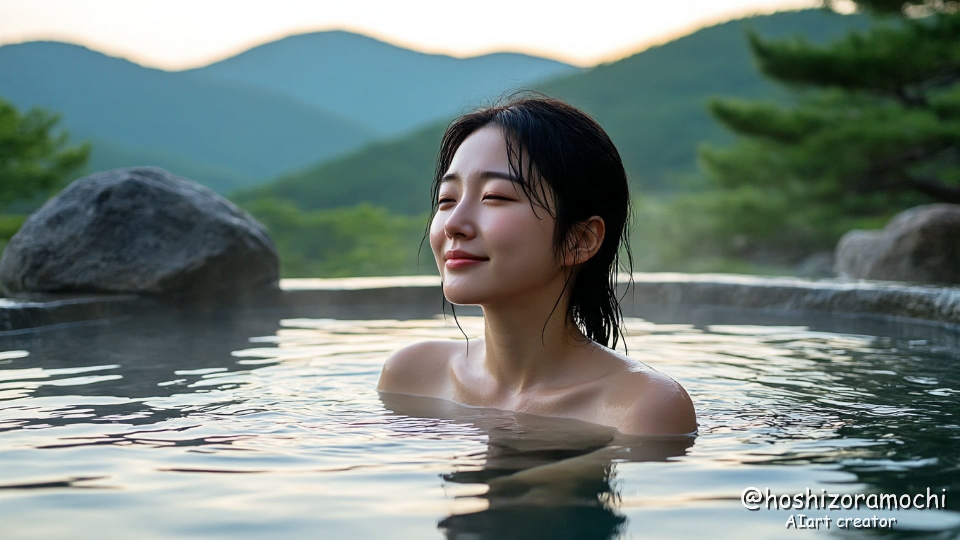 湯けむりに溶ける至福の微笑み