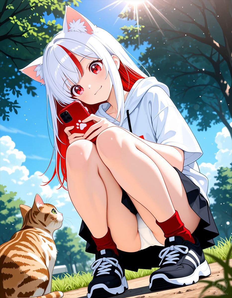 パンツな白髪狐耳ガール