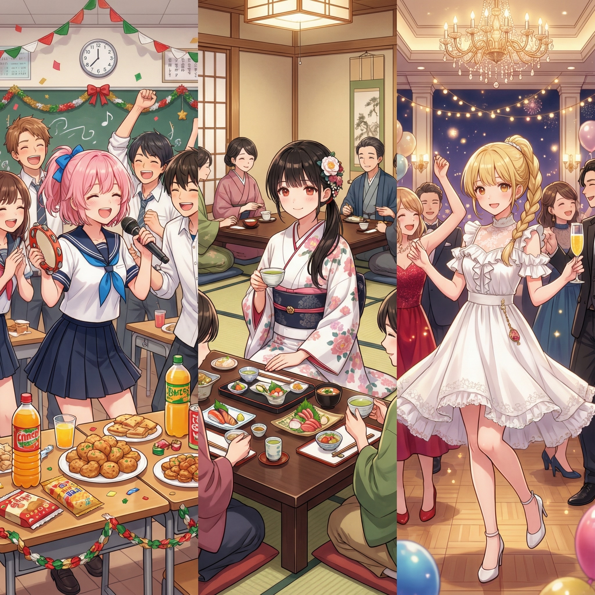 それぞれの忘年会 | の人気AIイラスト・グラビア