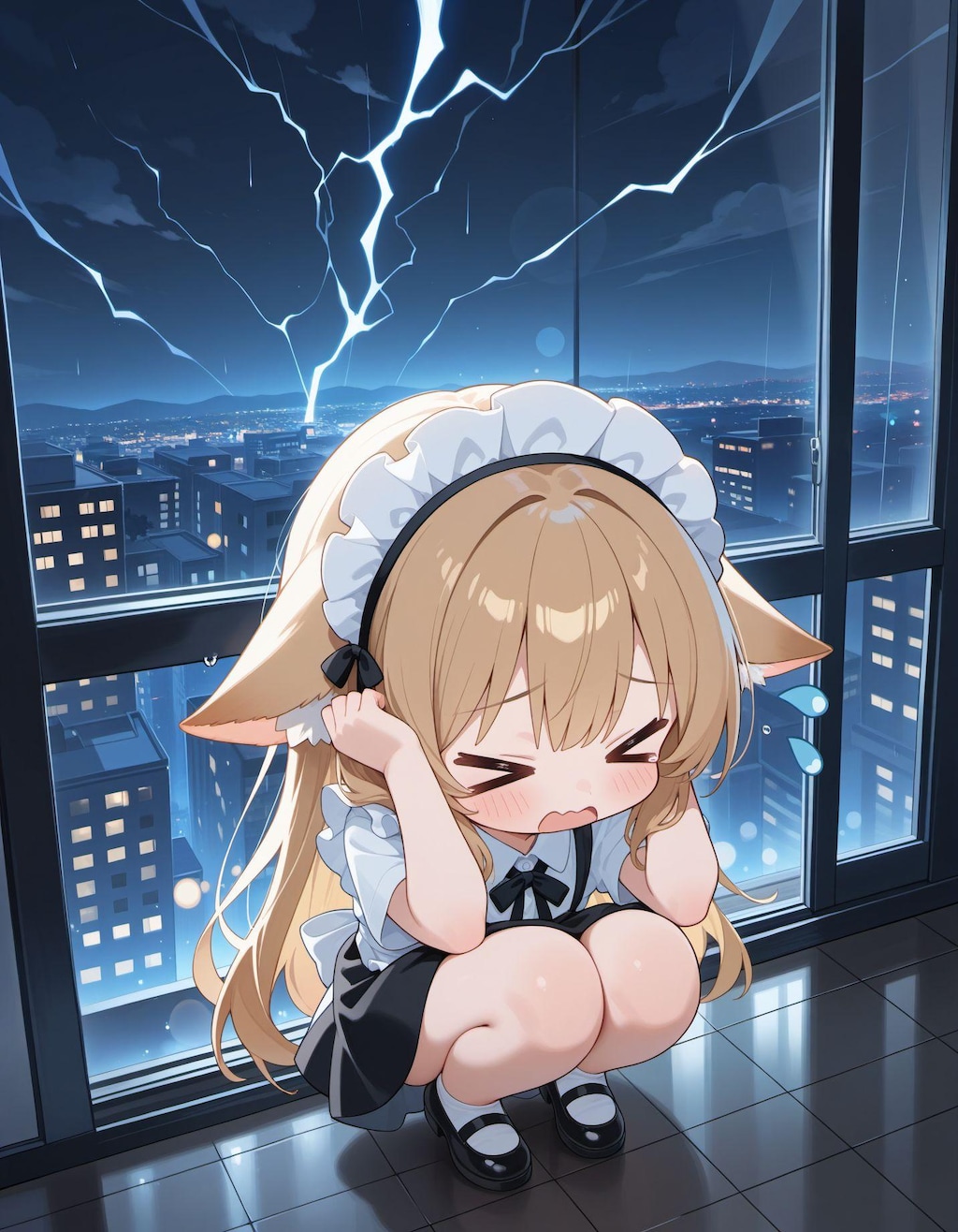 かみなりこわい＞＜