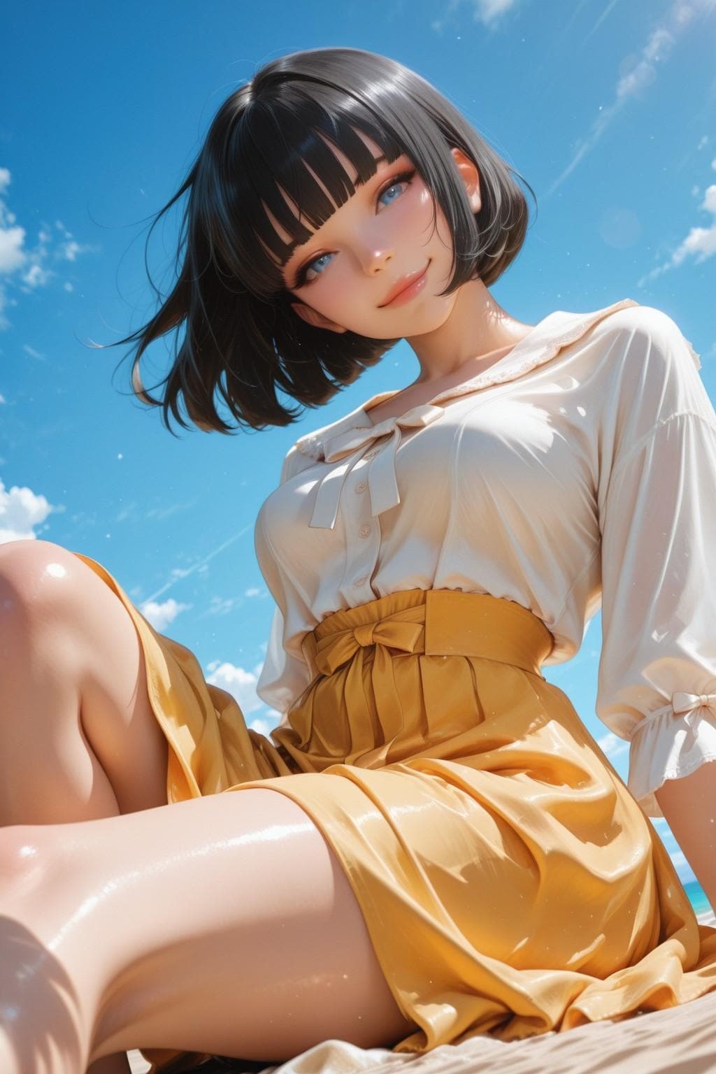 黒髪栞（こくはつしおり）さんは歯を見せない。